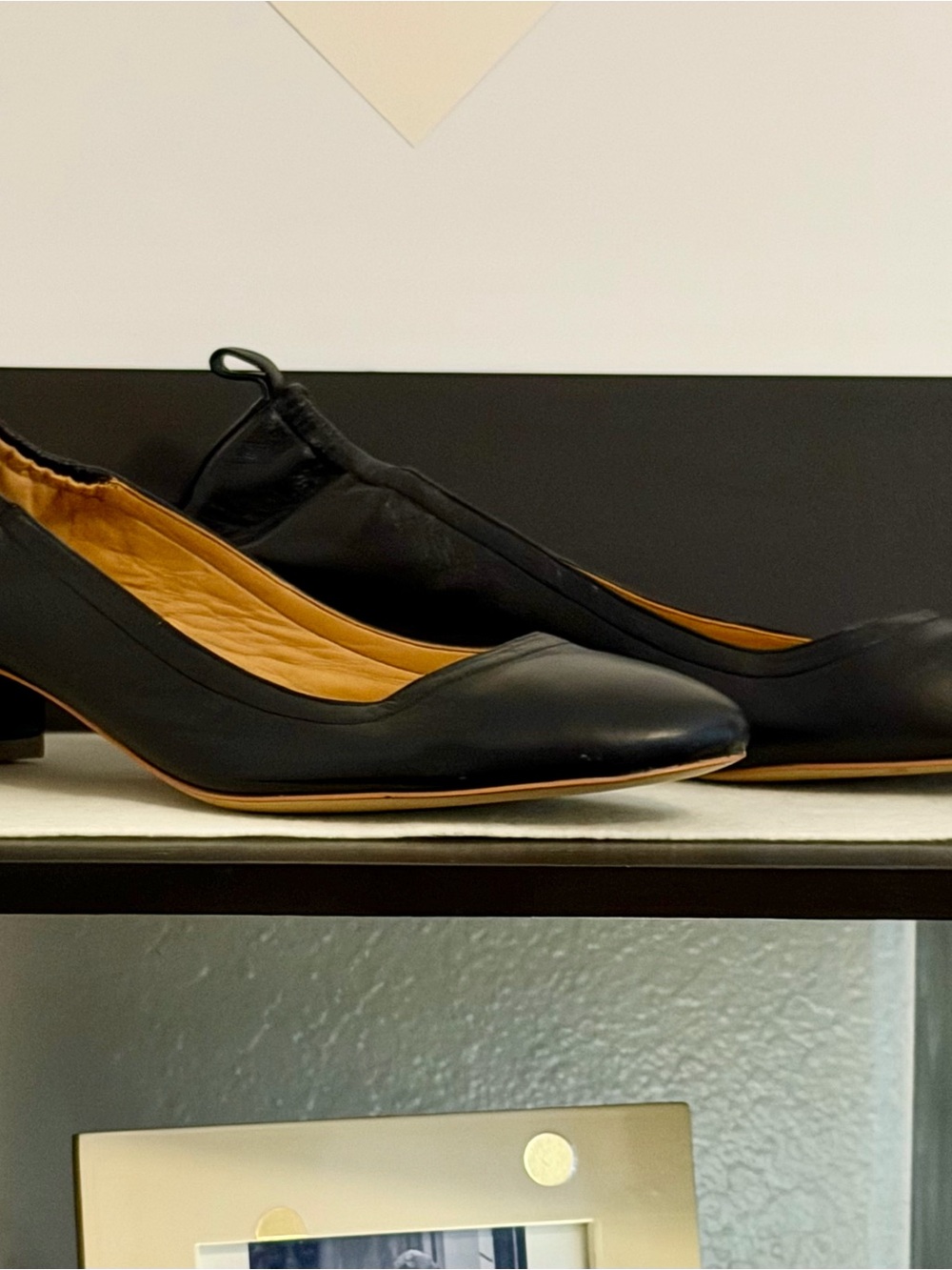 J.Crew Block-Heel Leather Pump — Black, Size 8